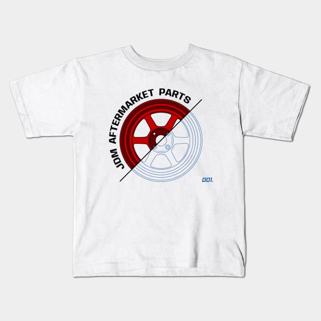 Red JDM Wheels V3 Kids T-Shirt by GoldenTuners